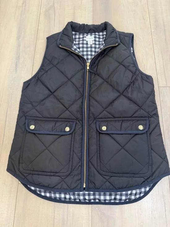J. Crew Black and White Gingham-Lined Jacket