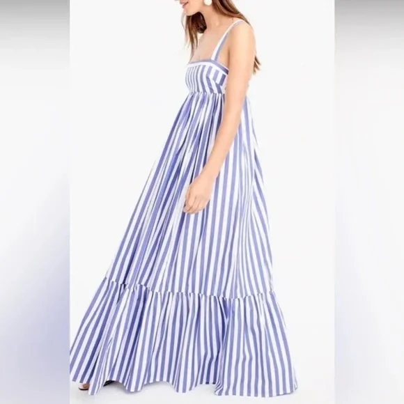 J. Crew Blue and White Striped Maxi Dress