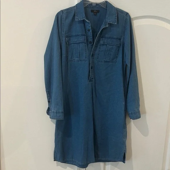 J. Crew Denim Blue Midi Dress SMALL TALL