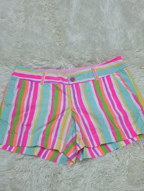 Lilly Pulitzer Multicolor Striped Bermuda Shorts - Pink, Green & Yellow