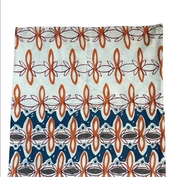 Crate & Barrel Square Printed Pillow Cover 23X23 Teal, Pumpkin Oatmeal Decorate
