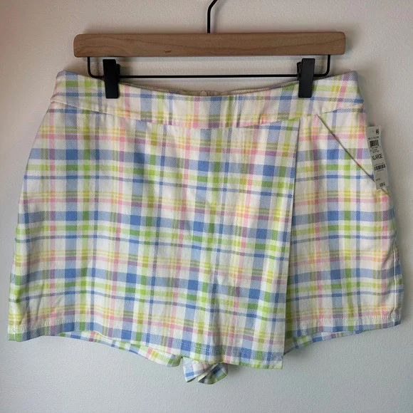 BAR III White & Pastel Multicolor Melody Plaid Skort NWT | Size XL