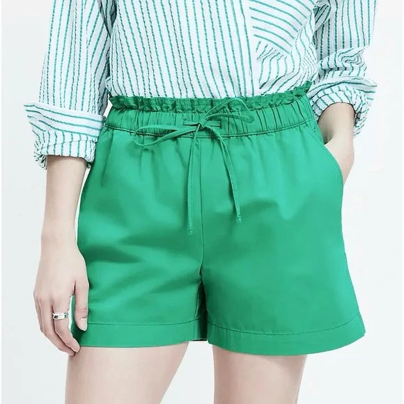 LOFT Smocked Lyocell Green Pocket Shorts, Women’s Size Medium Resortwear