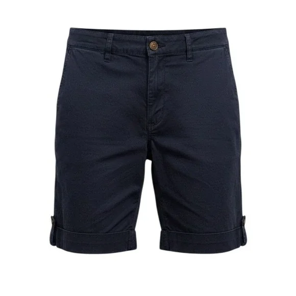 Eddie Bauer Vashon Fit Shorts Navy Blue 100% Baumwoole Button Tab Hem - 10