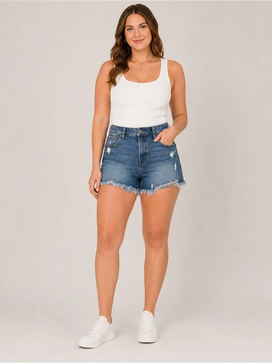 KUT From The Kloth Jane High Rise Distressed Denim Shorts | Size 4