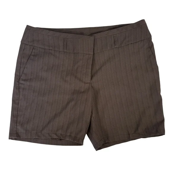 Tracy Evans Shorts Women 9 Brown Pinstripe Dress Shorts Mid‎ Rise Professional