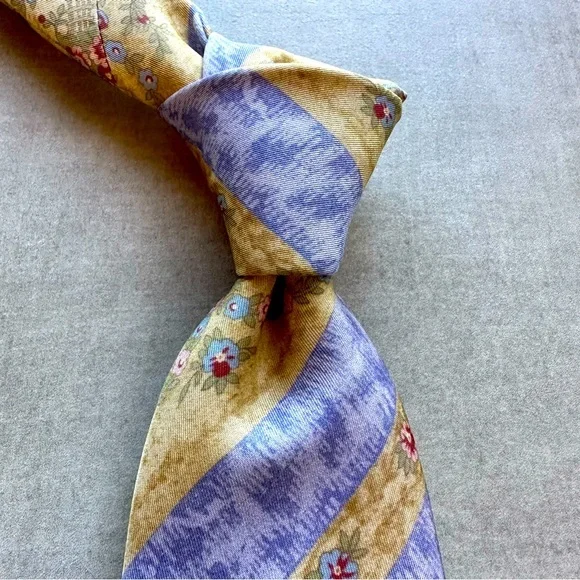 Ralph Lauren Purple Label Striped Lavender & Gold Tie