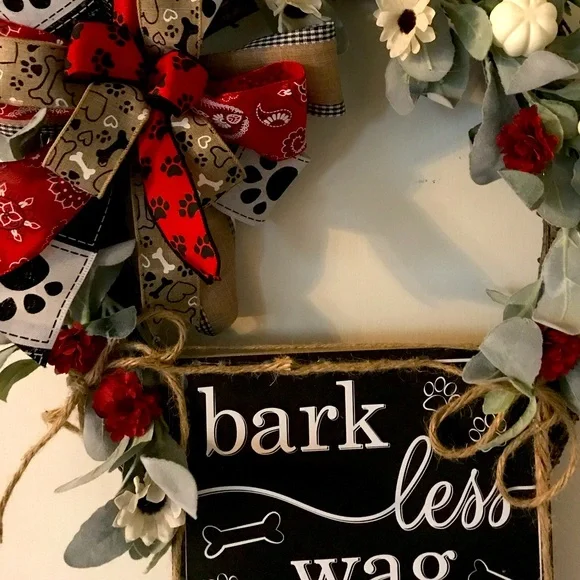 Dog Wreath Bark Less Dog Wreath Hand Crafted Bark Less Way More