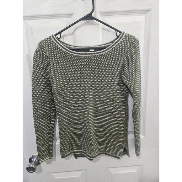 J.Crew Olive Green‎ Birdseye Knit Merino Wool Blend Sweater E1380 XXS
