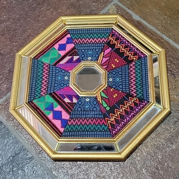 Native American Aztec Needlepoint Octagon mirror