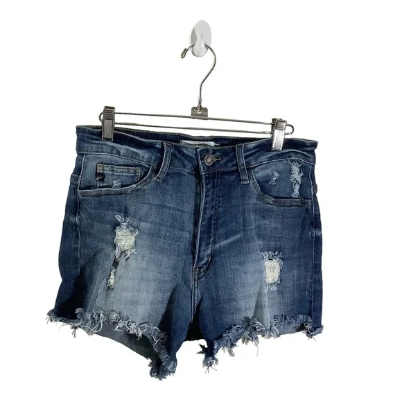 Kancan Distressed Raw Hem Jean Short Stretch