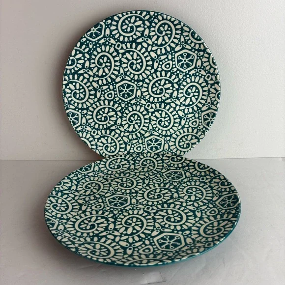 Crate & Barrel Delilah Teal Salad Plates Set of 2