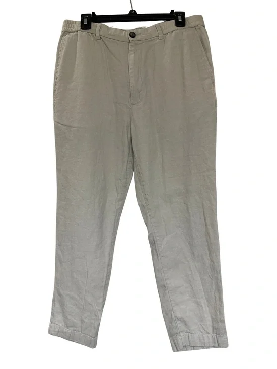 Banana Republic Mason Athletic Tapered Pant 34x30 Linen Cotton Khaki Beige Mens
