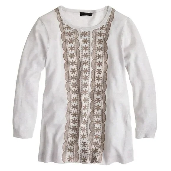 𝅺J. Crew Embroidered Wool Swingy Sweater XS