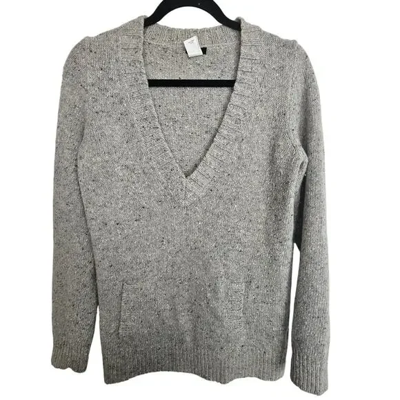 J. Crew Womens Wool Angora Mohair V-Neck Sweater Size S Minimalist Quiet Luxury