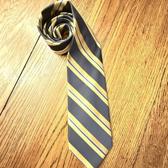 Nautica Yellow Blue Stripe Silk Necktie 57