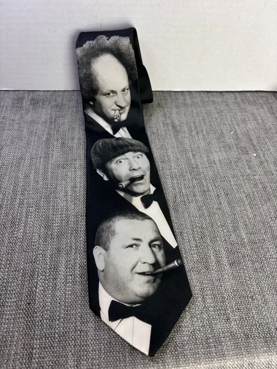 Three Stooges Smoking Black VTG Novelty Tie