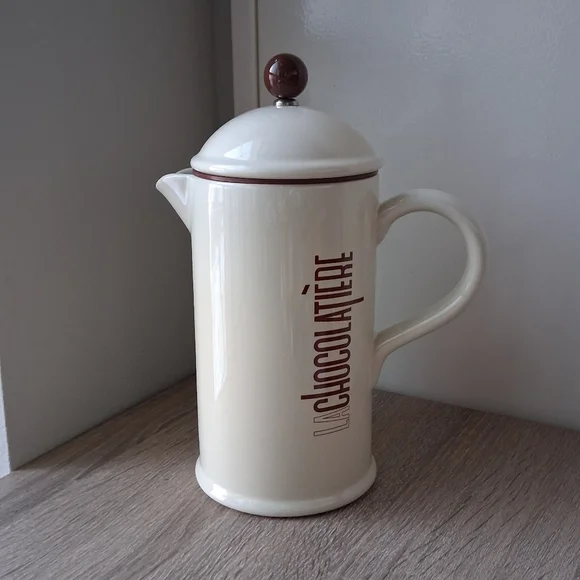 🌷 Crate & Barrel La Chocolatèrie Ceramic / Stoneware Hot Chocolate French Press