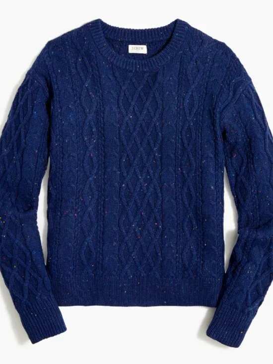 J. Crew Donegal Cable-Knit Crewneck Sweater Fisherman Sweater Cottagecore Sz XL