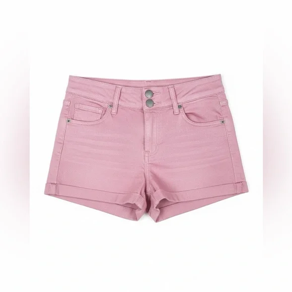 NO BOUNDARIES Women’s Rose Pink High Rise Denim Shorts