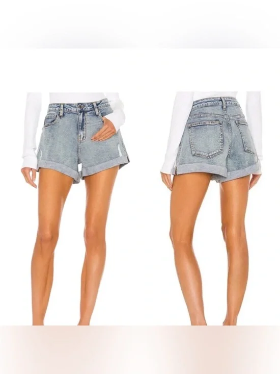 NWT $118 WeWoreWhat Relaxed Fit Rolled Hem Hi-Waisted Shorty Jean Shorts - Sz 24