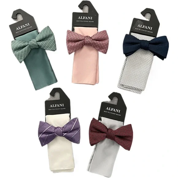 Alfani Bow Tie & Pocket Square Combos - Lot of 5 Men's One Size Multicolor NEW
