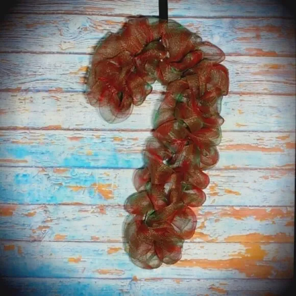 Candy Cane Wreath Green & Red Winter Christmas Wreath