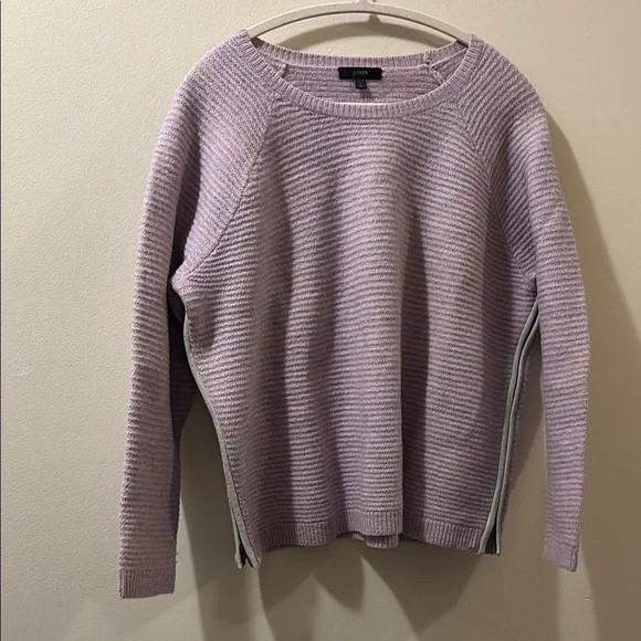 J. Crew Women's Purple Sweater - size XL - zip detail on side - 100% merino wool