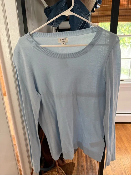 J. Crew Pale Blue Long Sleeve Crewneck Top