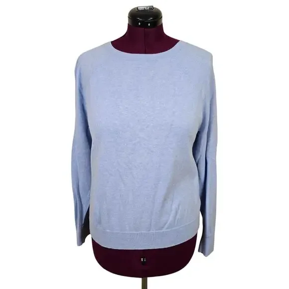 Women's J. Crew Blue Cashmere Blend Crewneck Sweater | Size Large