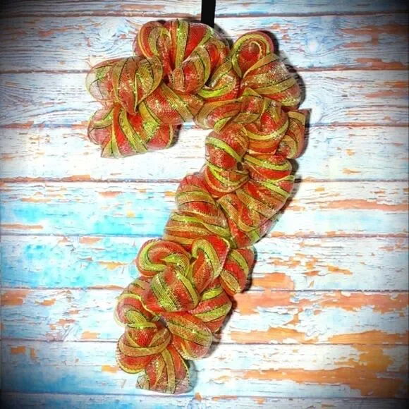 Candy Cane Wreath Green & Red Winter Christmas Wreath