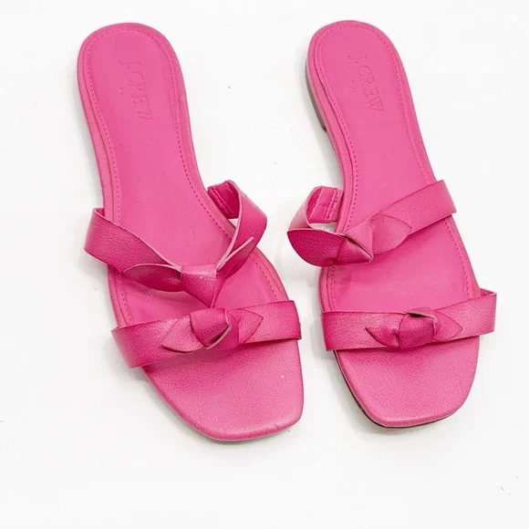 J. Crew Pink Slide Sandals with Bow Detail size 8