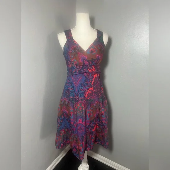 J. Crew Vibrant Purple and Pink Midi Dress size 4