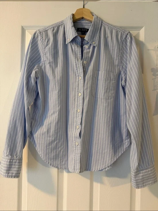 J. Crew Blue & White Striped Button-Down Shirt