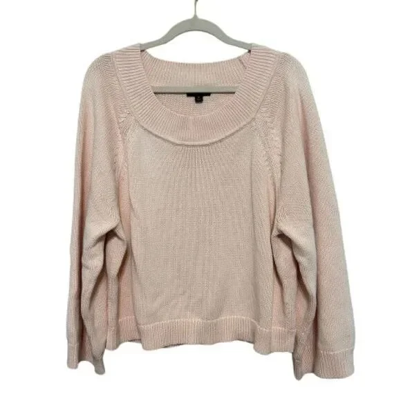 J. Crew Relaxed-Sleeve Boatneck Beach Sweater Womem Medum Pink Oversized Coastal