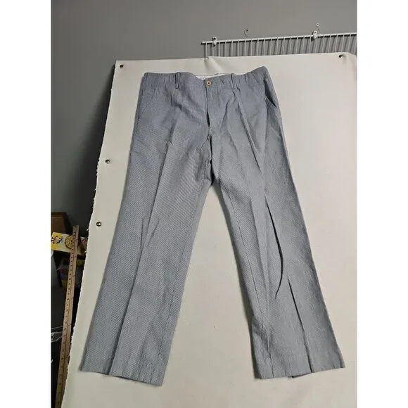 Banana Republic Pants Blue Stripe Linen Cotton Relaxed Fit Drawstring Mens 35x30