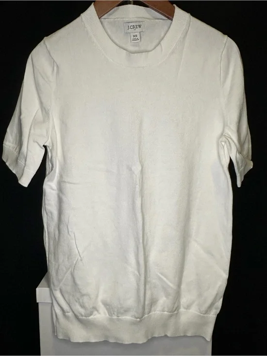 J. Crew White Short Sleeve Crewneck Sweater