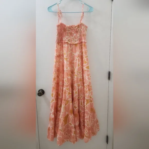J.‎ Crew Floral Peach Maxi Dress, Size Small, Cotton.