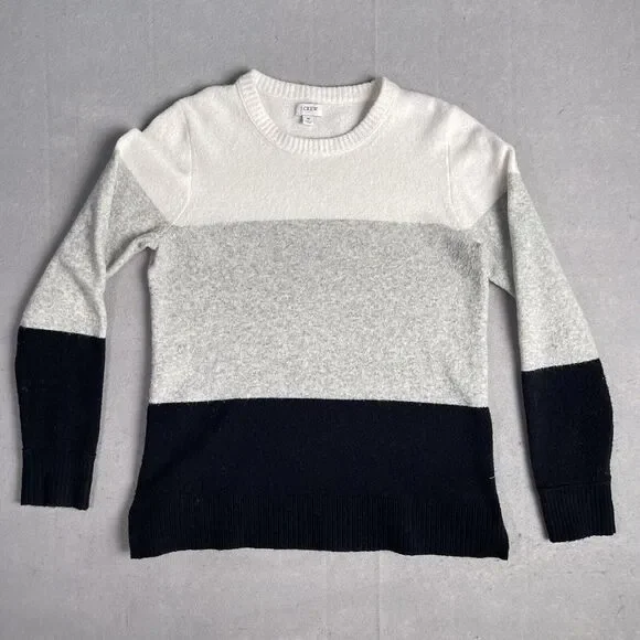 J. Crew Tight Knit Crewneck Pullover Sweater Womens Medium Blue Wool Blend‎