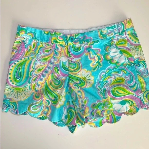 Lilly Pulitzer Buttercup Shorts Pink Teal Tropical Size 4