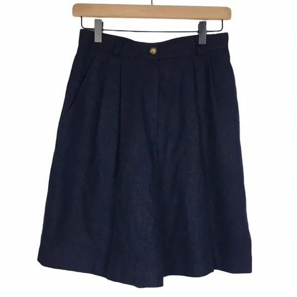 VINTAGE Mom Shorts Ultra High Waist Woven Navy Blue 80s 90s Retro Golf Size 8