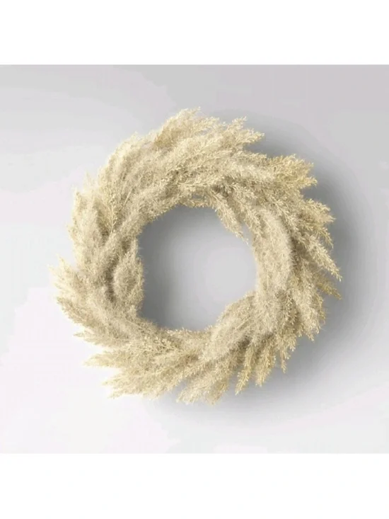 Threshold Natural Beige /Cream Pampas Grass Wreath, 22”