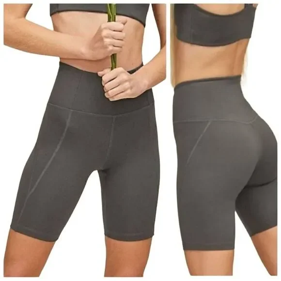Girlfriend Collective Gray High Rise Bike Shorts Small