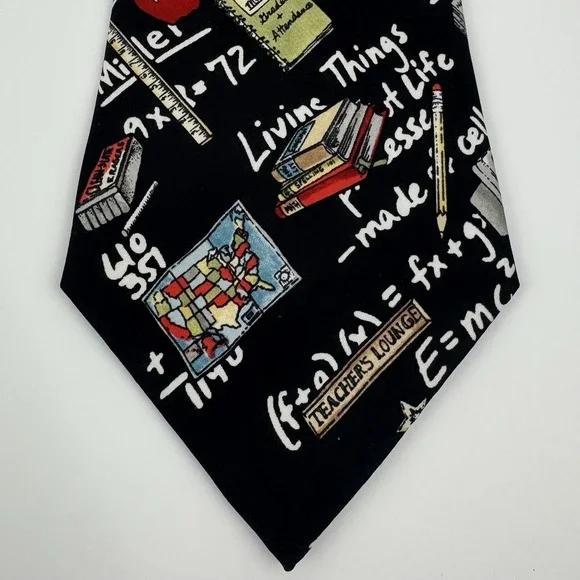 VTG Nicole Miller Studio Teacher Novelty Tie Math Science Blackboard 1996