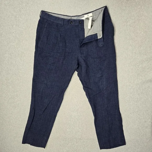 Banana Republic Men Pants 36W 30L Blue Linen Polyester Dress Pants 30