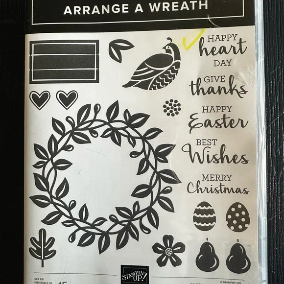 Stampin' Up! Black Leaf Wreath & Greetings Stamp Set