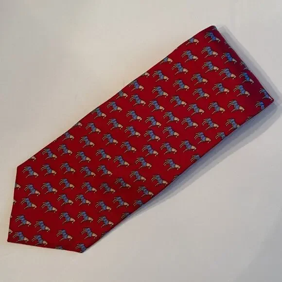 Alynn Neckwear Horse with Blanket Red / Blue Silk Tie 59