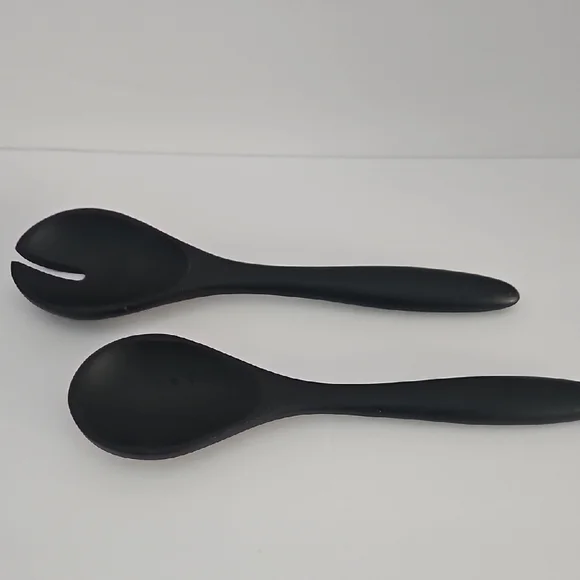 Crate & Barrel Black Salad Serving Spoon Set