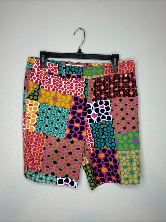 Trina Turk Corbin Mixed Print Shorts Colorful Bermuda Size 6 Womens
