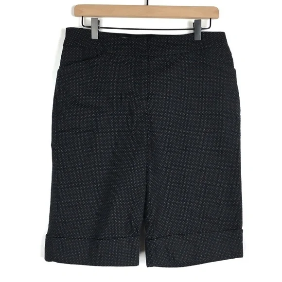 WHITE HOUSE BLACK MARKET Shorts Bermuda Knee Length Swiss Dots Minimalist Size 8